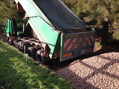 Refurbishment of arena, drains, limestone, geotextile and surface